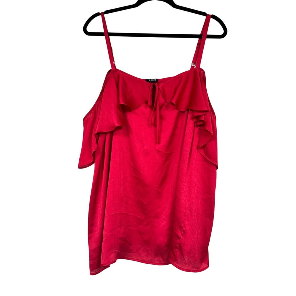 Torrid Pink Fuchsia Satin Ruffled Tank Top Womens 3X Girly Romantic Coquette